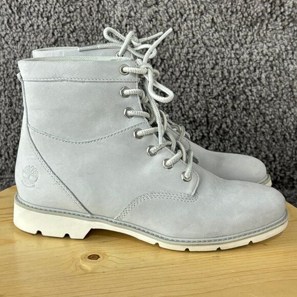 Timberland Campton Boots Womens 8.5 Nubuck Leather Light Gray Waterproof - Picture 4 of 9